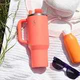 Lurch 240876 Big Cup Paslanmaz Çelik Termos, Çift Cidarlı, Sızdırmaz, Uzatılabilir Piteli, 1,2 Litre, Mercan Pembesi - Görsel 2