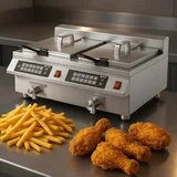 Vosco Vsl Frt2c12b Elektrikli İndüksiyonlu Fritöz Çiftli + - Görsel 2