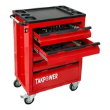 TAKPOWER 172 Parça Dolu Takım Arabası 5 Çekmeceli İzeltaş El Aletleri - Kırmızı - Görsel 2