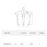 VIP-TEC 3 Kollu Çektirme - Rulman Çektirmesi Raylı 11 x 15 cm - Görsel 3