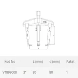 VIP-TEC 3 Kollu Çektirme - Rulman Çektirmesi Raylı 8 x 10 cm - Görsel 2