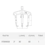 VIP-TEC 3 Kollu Çektirme - Rulman Çektirmesi Raylı 8 x 10 cm - Görsel 3